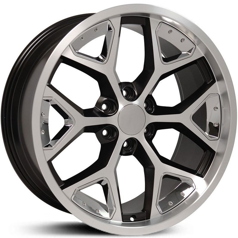 Chevy Silverado 1500 (CV98) Deep Dish Satin Black Machined Face w/ Chrome Inserts