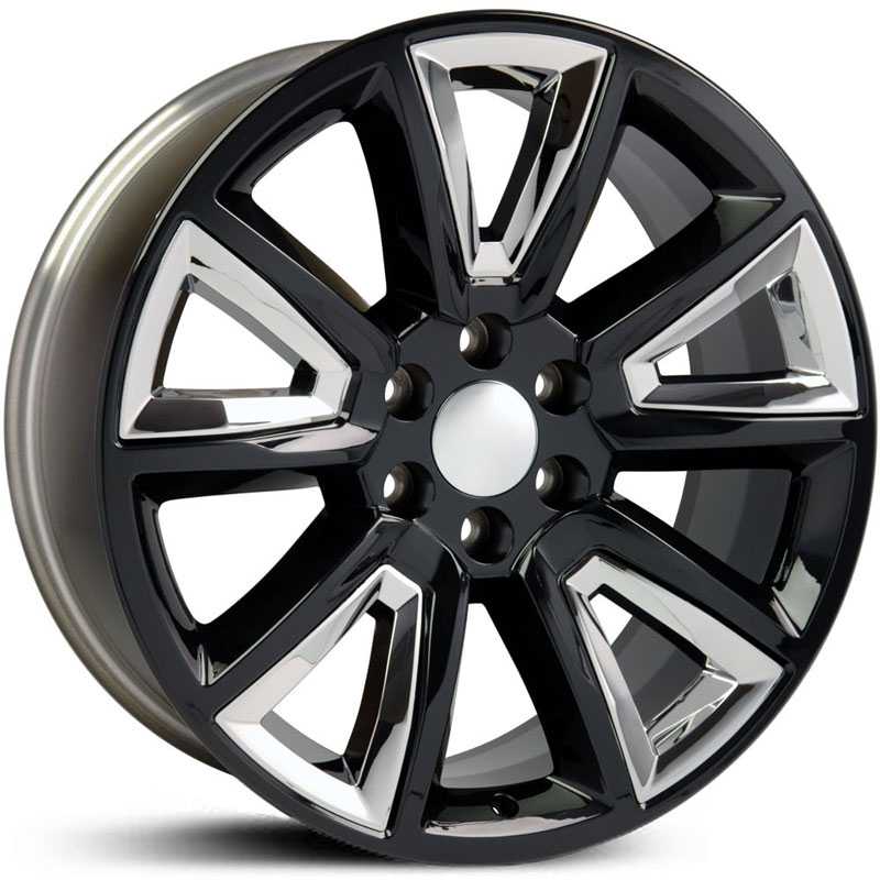 Chevy Tahoe Style (CV73)  Wheels Black w/ Chrome Inserts