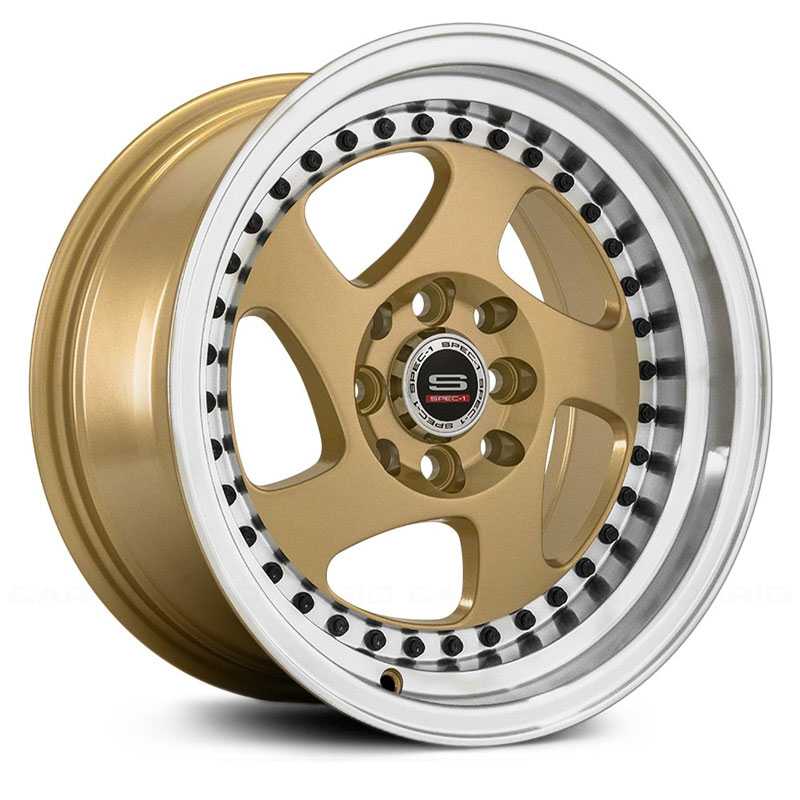 Spec-1 SPT-20  Wheels Gold Machined Lip w/ Black Rivets