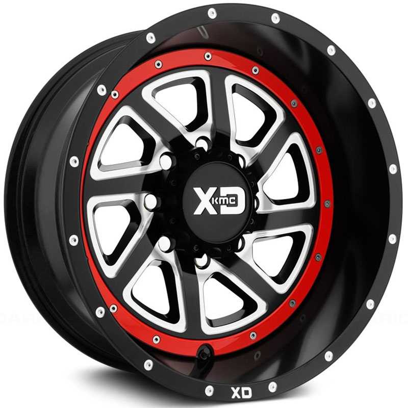 20x12 XD Series XD833 Recoil Satin Black Milled w/ Red Ring REV