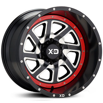 17x9 XD Series XD833 Recoil Satin Black Milled w/ Red Ring REV