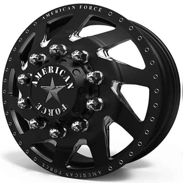 28x8.25 American Force Dually Wheels Tempest SF Black & Machined Windows HPO