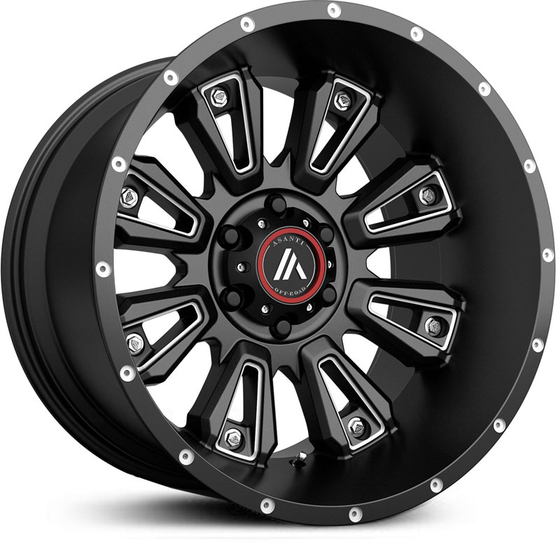 22x12 Asanti Off Road AB808 Gloss Black Milled REV Wheels and Rims