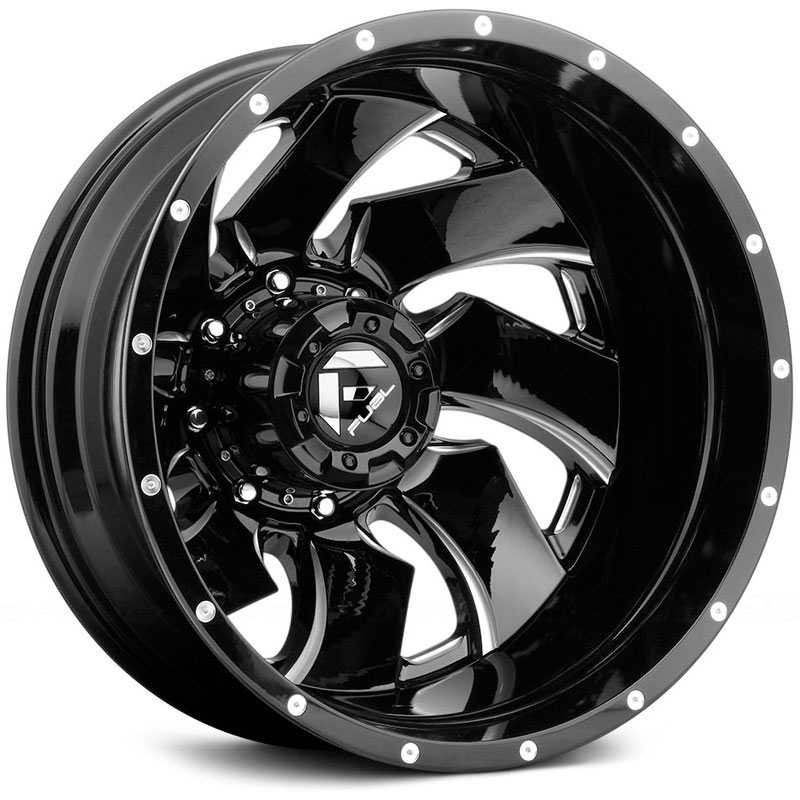 Fuel D574 Cleaver Dually  Wheels Gloss Black Milled (Rear)