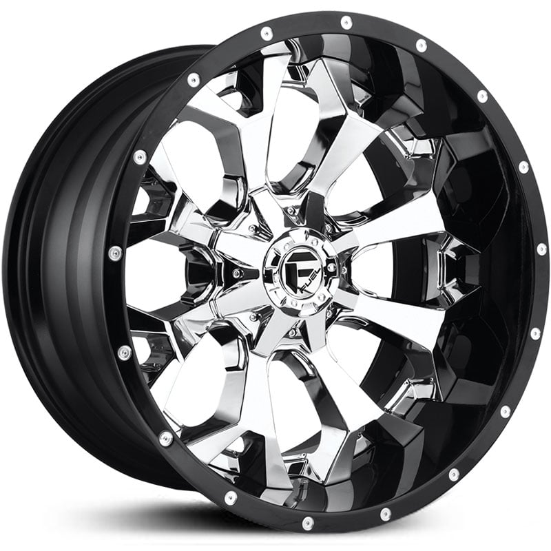 20x10 Fuel Offroad D246 Assault Chrome w/ Gloss Black Lip REV Wheels