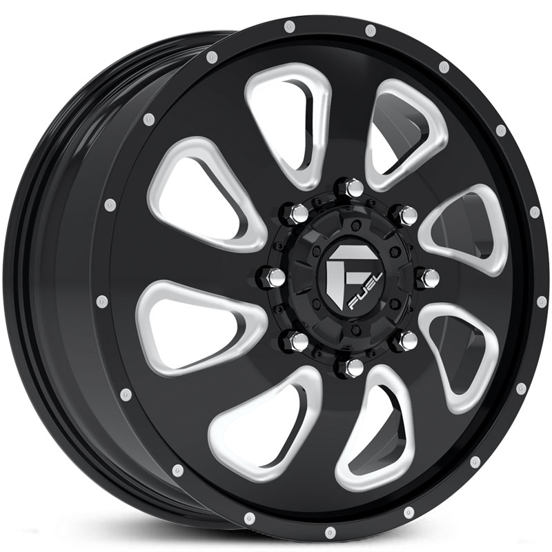 22x8.25 Fuel Offroad D269 Flow Dually Front Gloss Black & Milled HPO