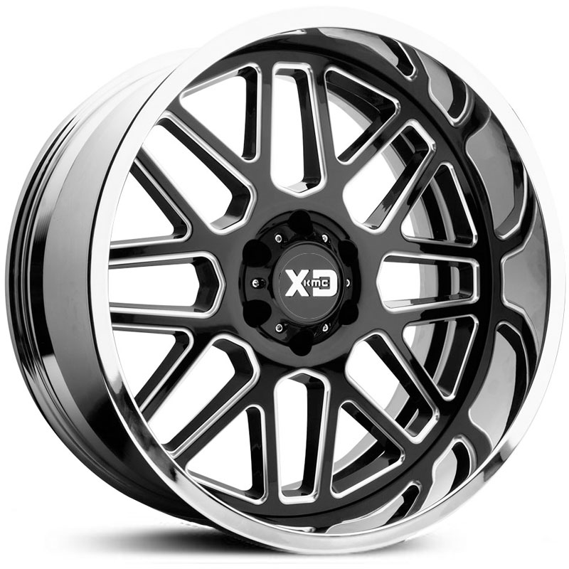 22x12 XD Series XD201 Grenade Gloss Black Milled w/ Chrome Lip Lip REV