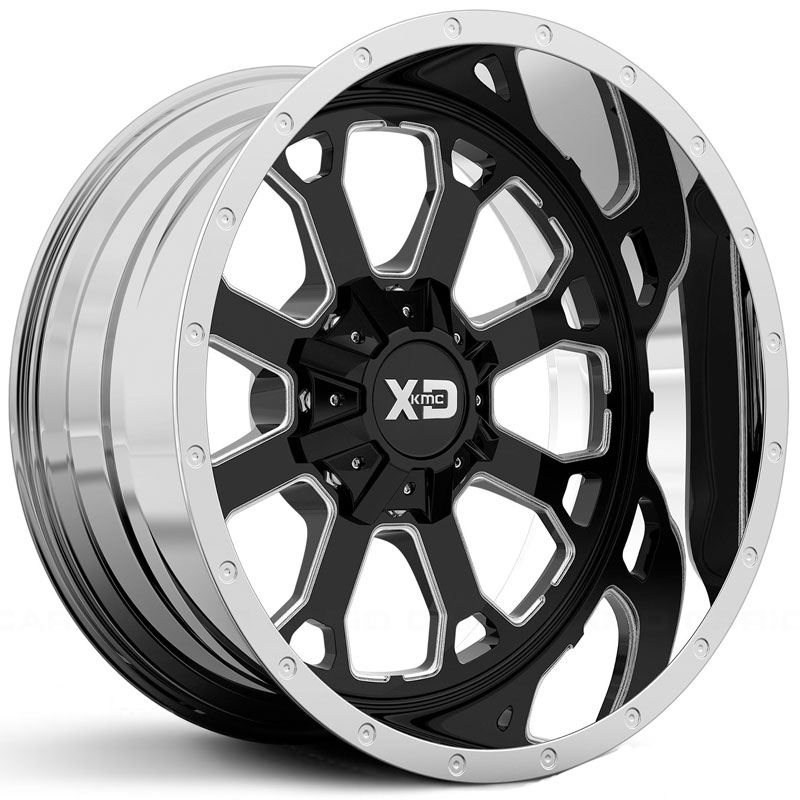 20x12 XD Series XD202 Buck 25 Chrome w/ Gloss Black Milled Lip REV