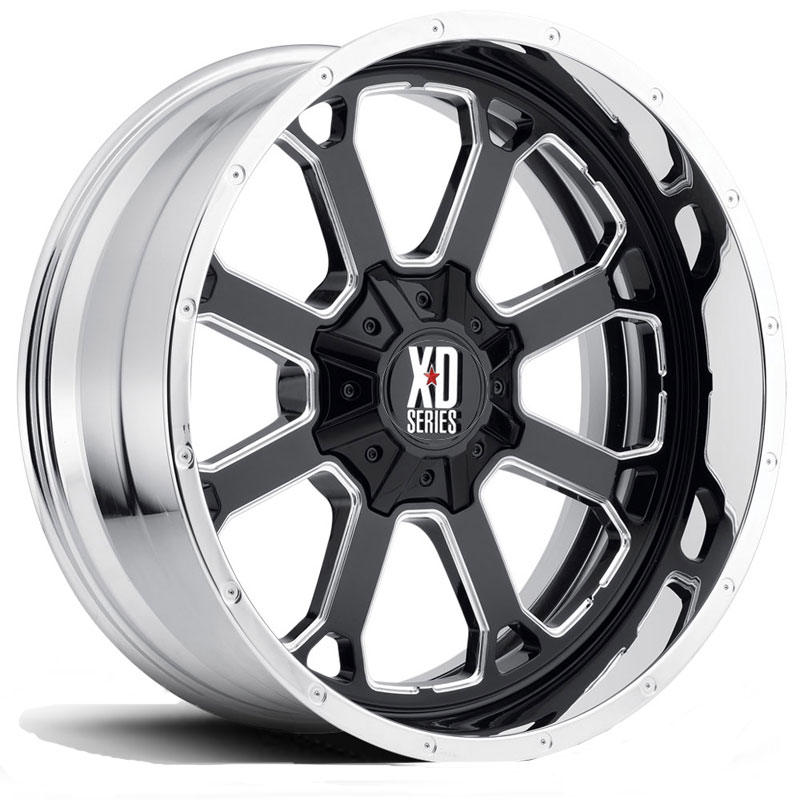 20x12 XD Series XD202 Buck 25 Gloss Black w/ Chrome Milled Lip REV