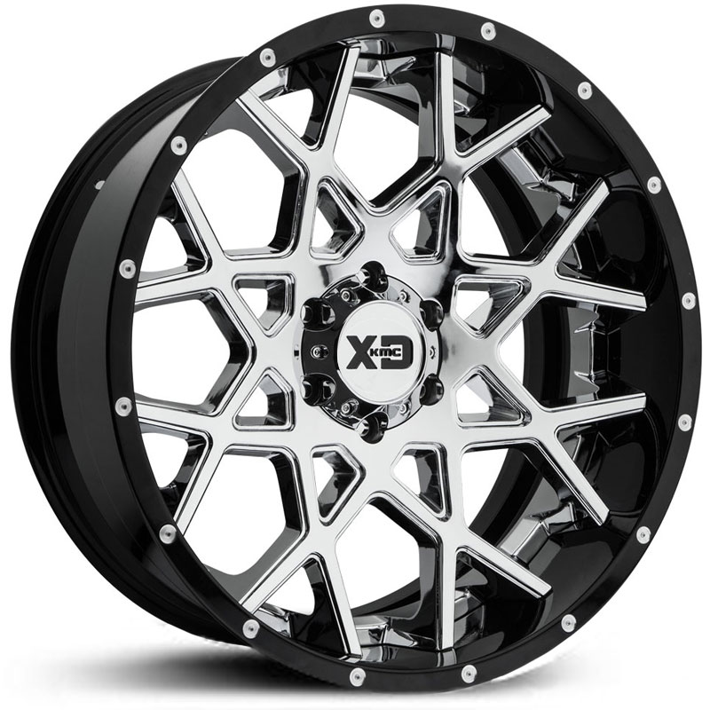 22x12 XD Series XD203 Chopstix Chrome w/ Gloss Black Milled Lip REV