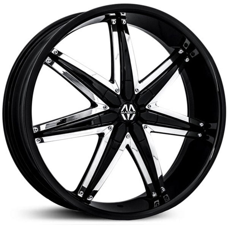 20x8.5 Massiv 923 Spline Black w/ Chrome Accents HPO