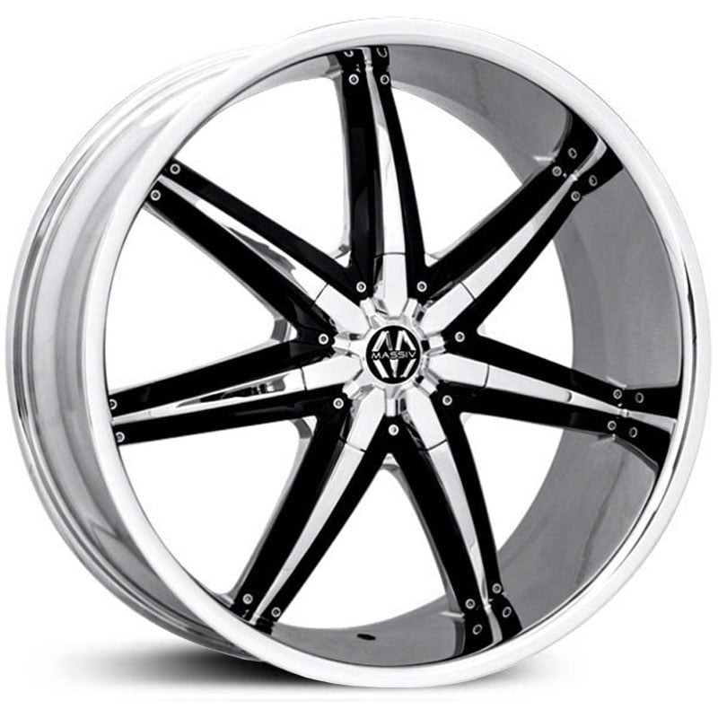 24x9.5 Massiv 923 Spline Chrome w/ Black Accents RWD