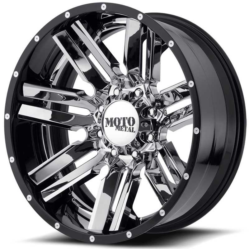 22x12 Moto Metal MO202  Chrome Center w/  Black Milled Lip REV