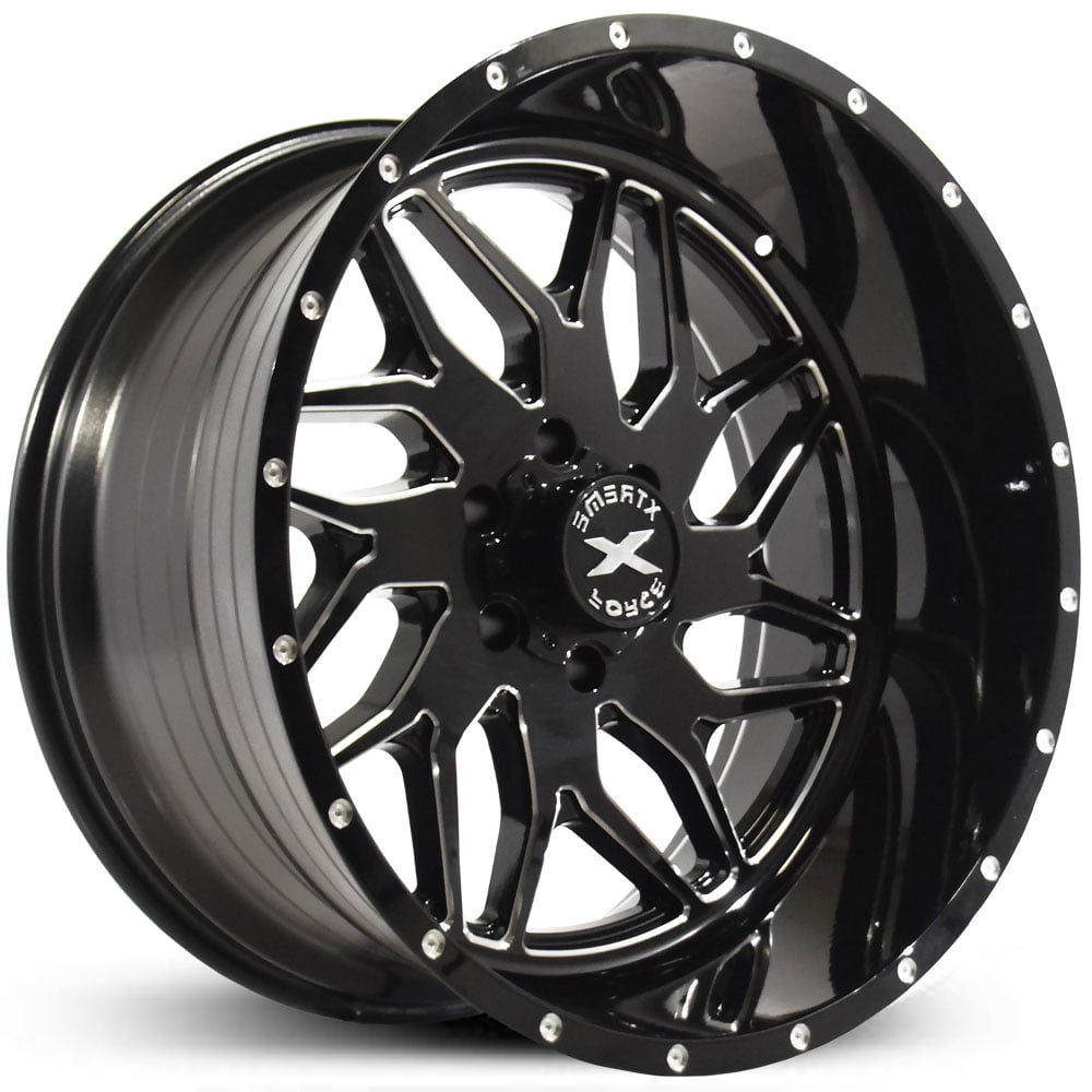 22x12 Xtreme Force XF-2 Black Milled RWD