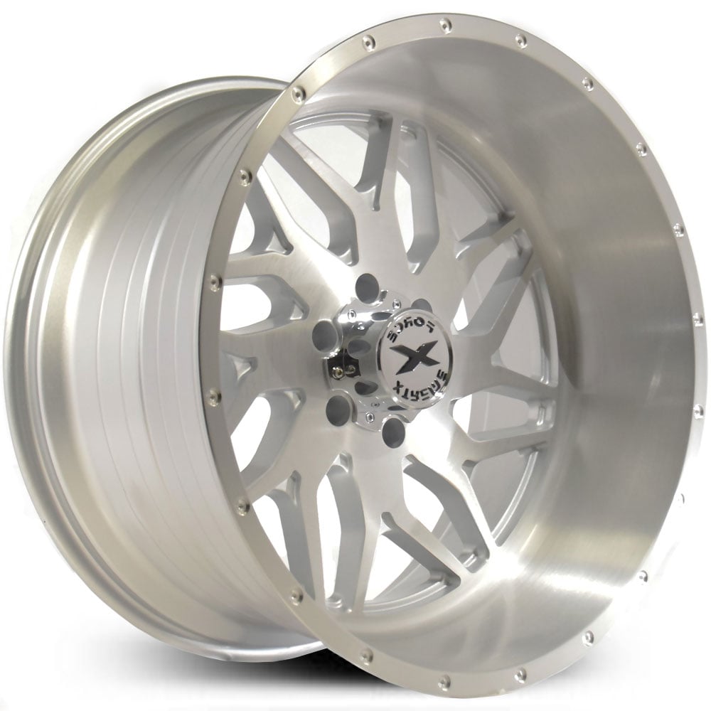 22x12 Xtreme Force XF2 Silver Full Brushed RWD Wheels and Rims