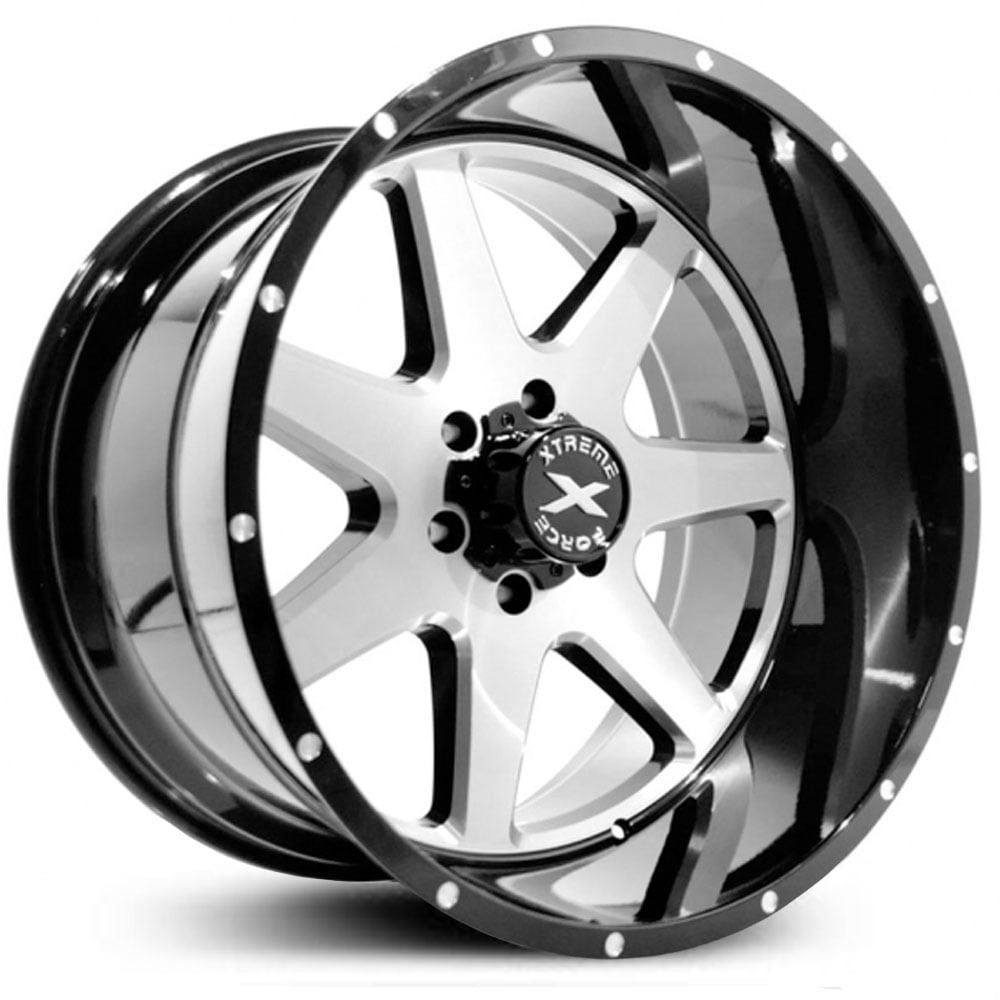 22x12 Xtreme Force XF-4 Black w/ Silver Brushed Face RWD