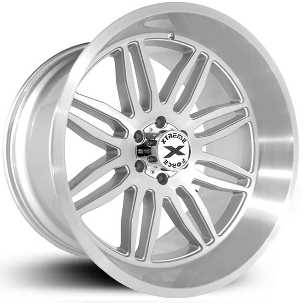 24x14 Xtreme Force XF-5 Silver Full Brushed RWD