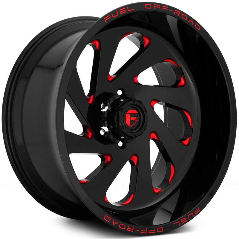 Fuel D638 Vortex  Wheels Gloss Black w/ Candy Red Accents
