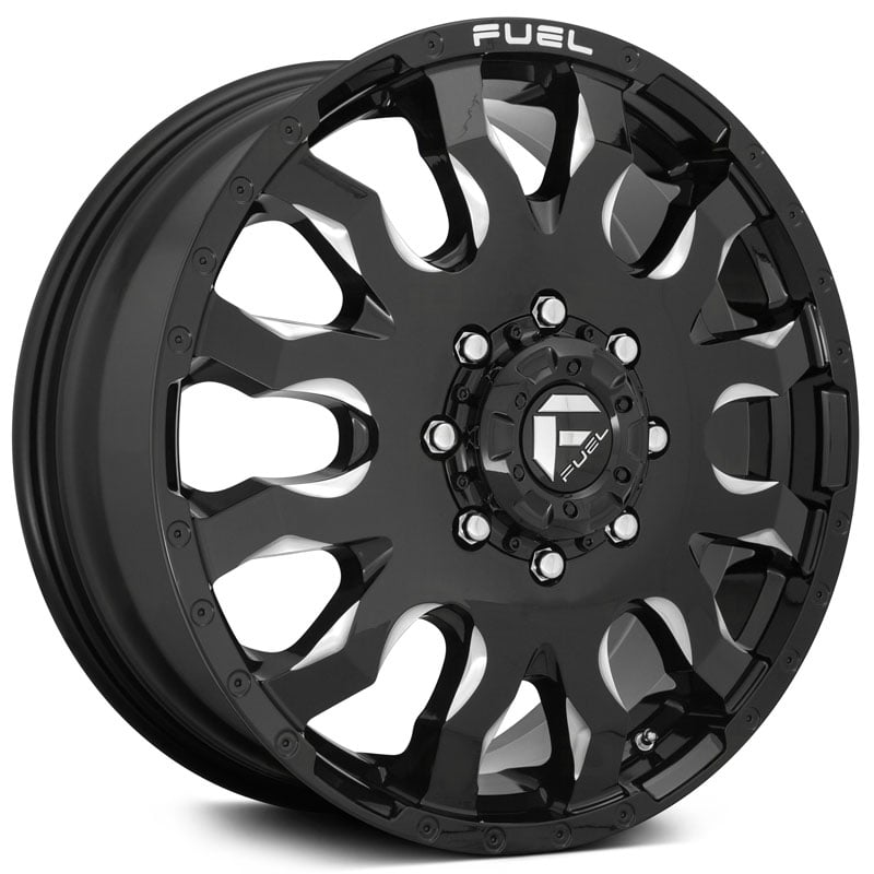 Fuel D673 Blitz Dually  Wheels Gloss Black & Milled Front