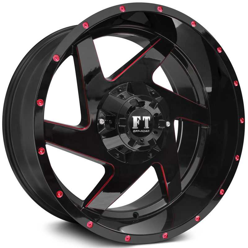 Full Throttle FT6052 Gloss Black w/ Red Milling