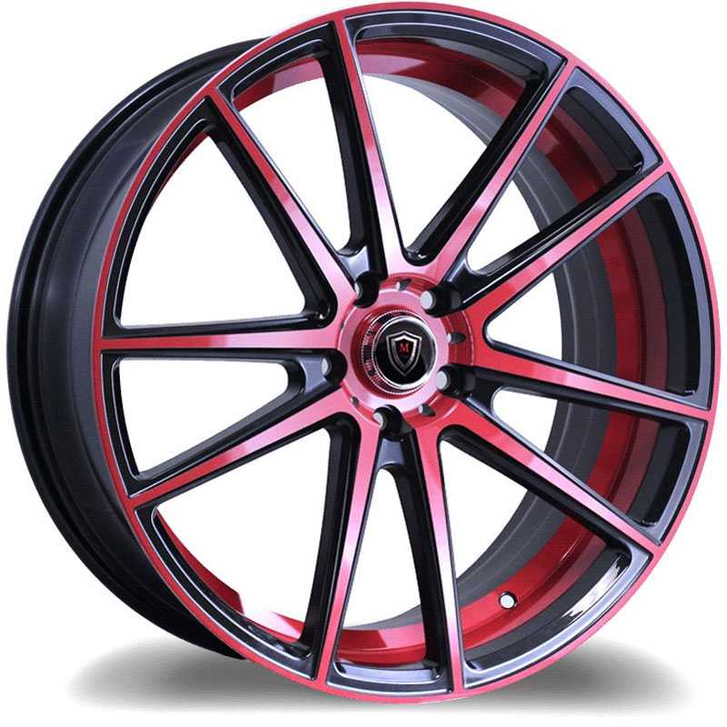 22x9 Marquee Luxury M3197 Black w/ Red Face & Inner Lip HPO