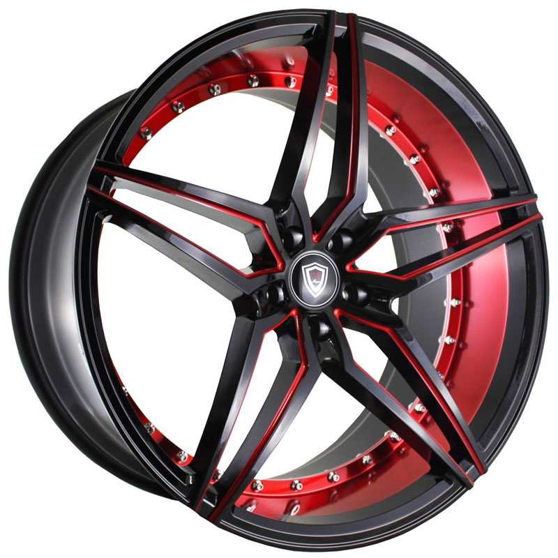 18x8 Marquee Luxury M3259 Gloss Black w/ Red Milling & Inner Lip HPO