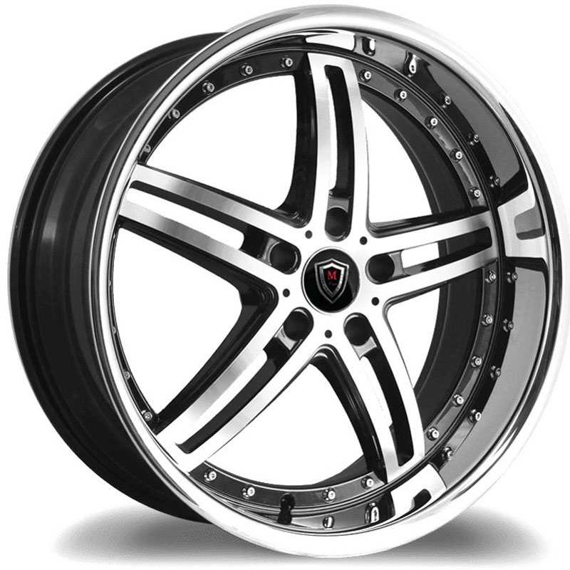 Marquee Luxury Marquee M5329  Wheels Gloss Black w/ Machined Face & Stainless Steel Lip