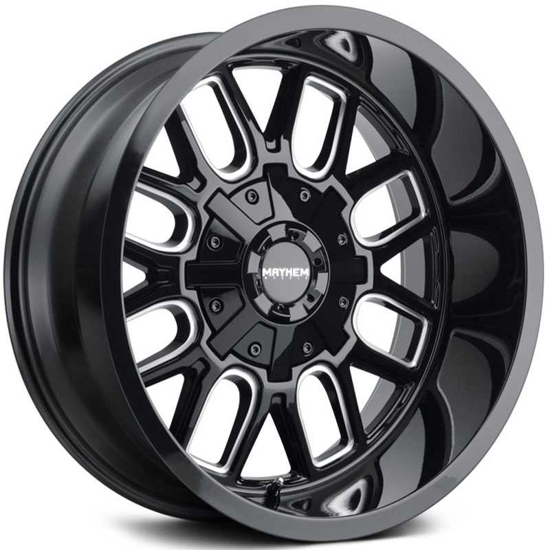 20x12 Mayhem Cogent 8107 Gloss Black w/ Milled Spokes REV