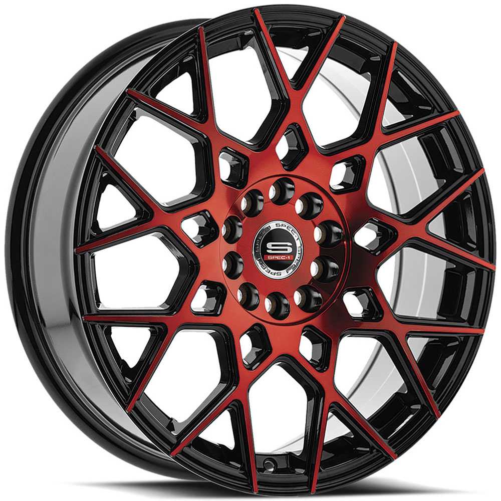 Spec-1 SP-52  Wheels Gloss Black & Red Milled