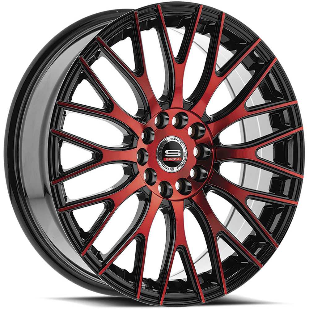 Spec-1 SP-55  Wheels Gloss Black & Red Milled