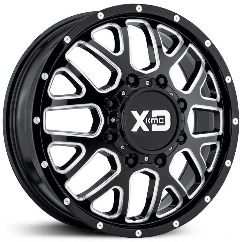 17x6.50 XD Series XD843  Grenade Dually Gloss Black Milled Front HPO
