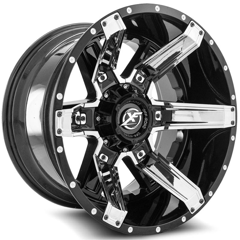 20x12 XF Off-Road XF-214 Gloss Black w/ Chrome Inserts REV