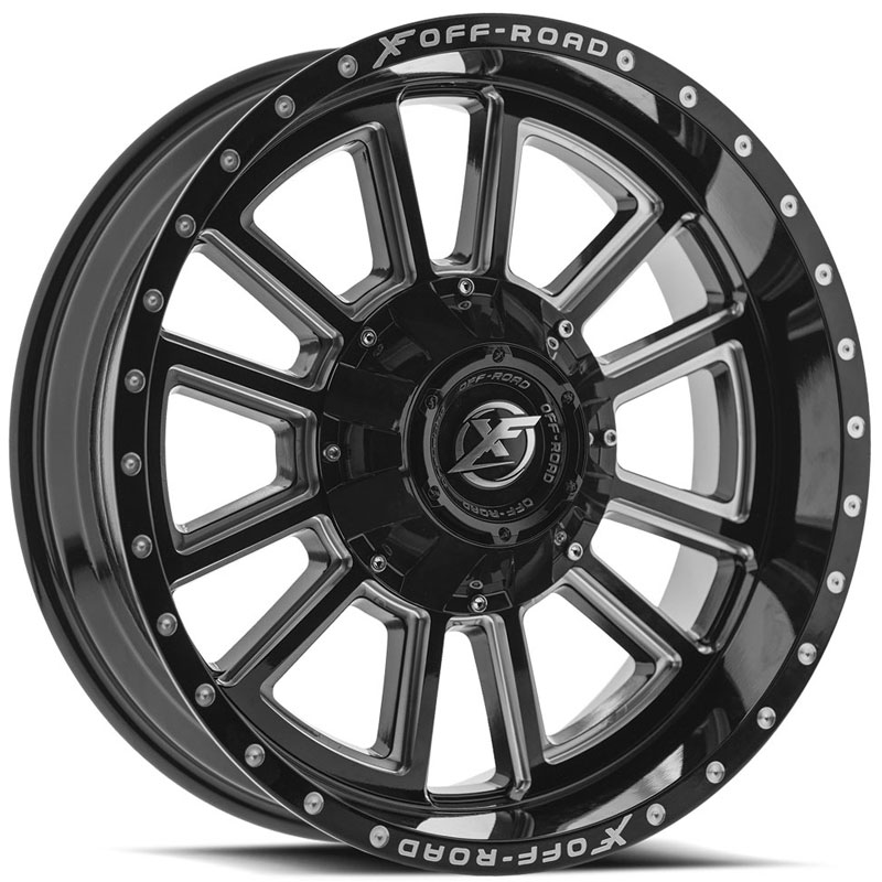18x9 XF Off-Road XF-225 Gloss Black Machined  REV