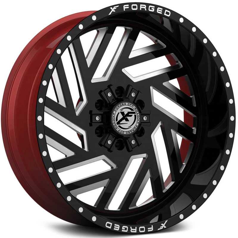 XF Offroad Forged XFX-304  Wheels Gloss Black Milled w/ Red Inner