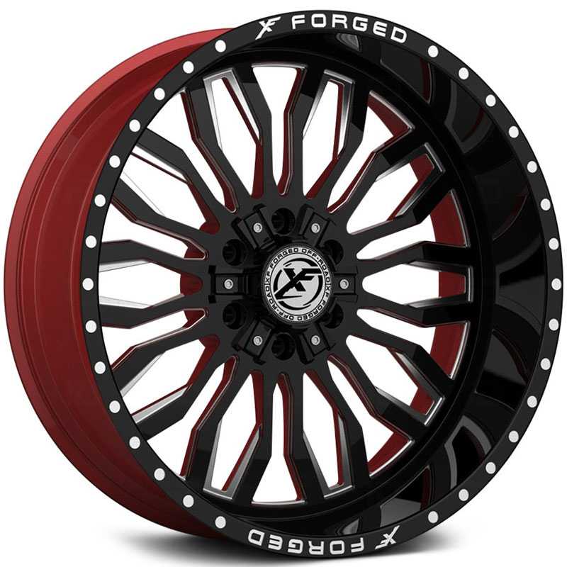 XF Offroad Forged XFX-305  Wheels Gloss Black Milled w/ Red Inner