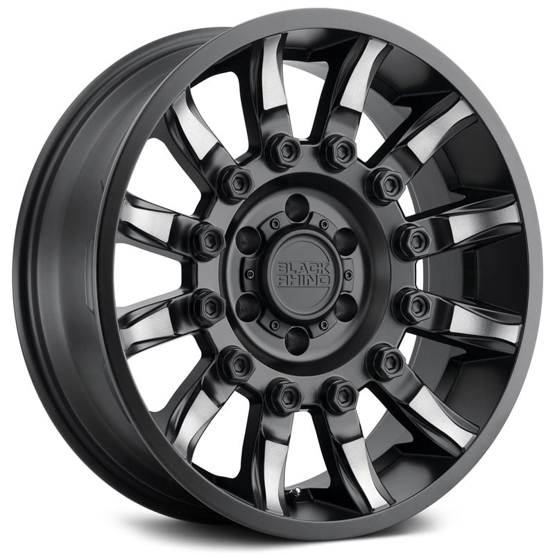 17x8.5 Black Rhino Mission Matte Black W/Machined Tinted Spokes REV