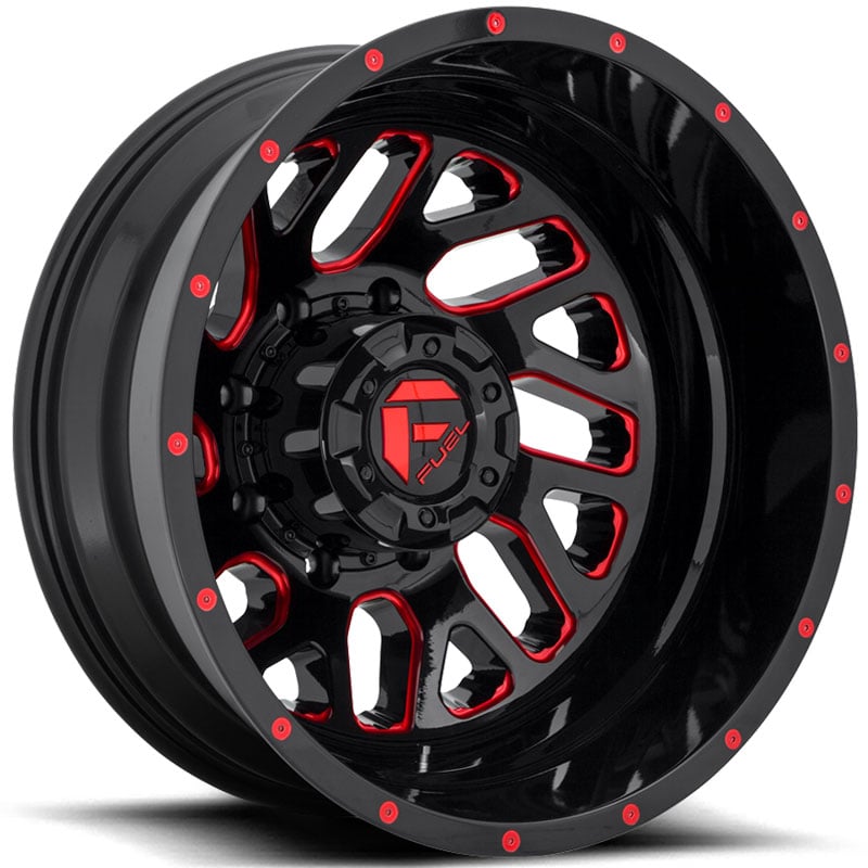 20x8.25 Fuel Offroad D656 Triton Gloss Black Red Tinted Clear REV