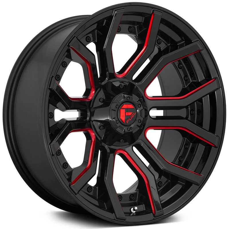 Fuel D712 Rage  Wheels Gloss Black Red Tinted Clear
