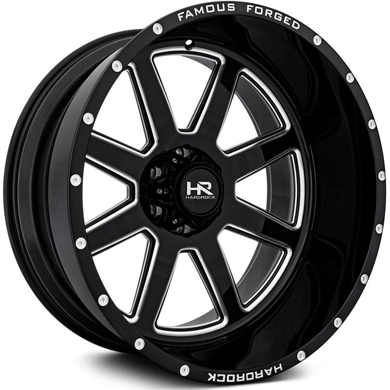 22x12 Hardrock Offroad H803 Famous Forged Gloss Black Milled REV