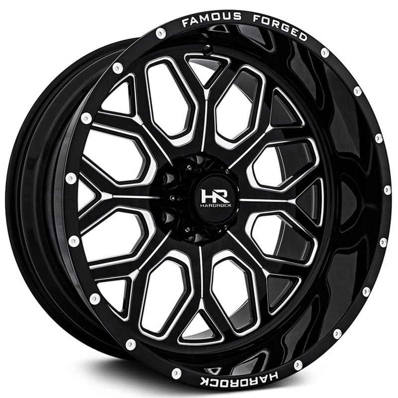 22x14 Hardrock Offroad H804 Famous Forged Gloss Black Milled REV