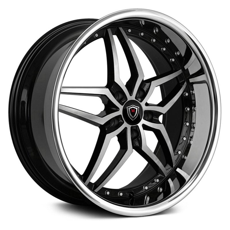 22x9 Marquee Luxury M5331 Gloss Black Machined w/ Steel Lip MID