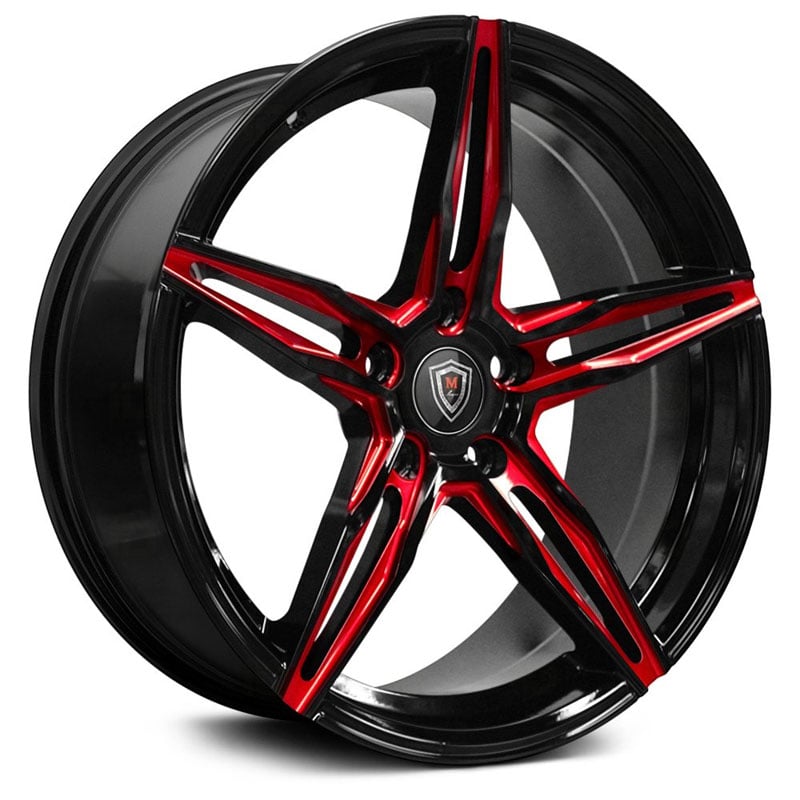 18x8.5 Marquee Luxury M8888 Gloss Black Red Milled RWD