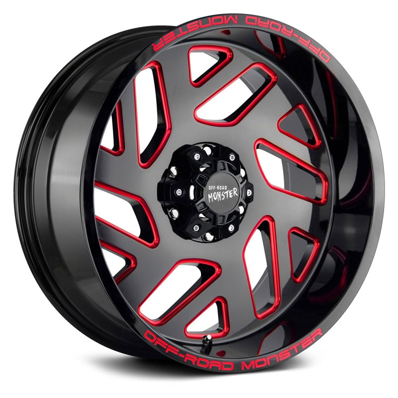 Off-Road Monster M19  Wheels Gloss Black Candy Red Milled