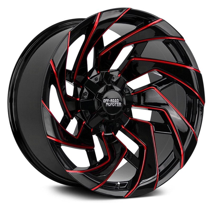Off-Road Monster M24  Wheels Gloss Black Candy Red Milled