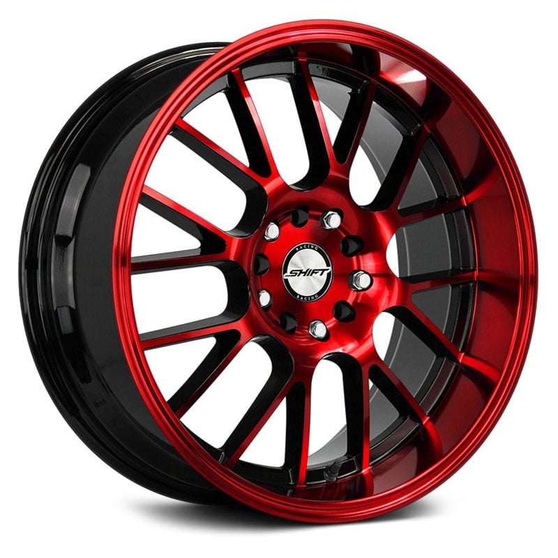 18x8.5 Shift Crank Gloss Black Candy Red Machined MID