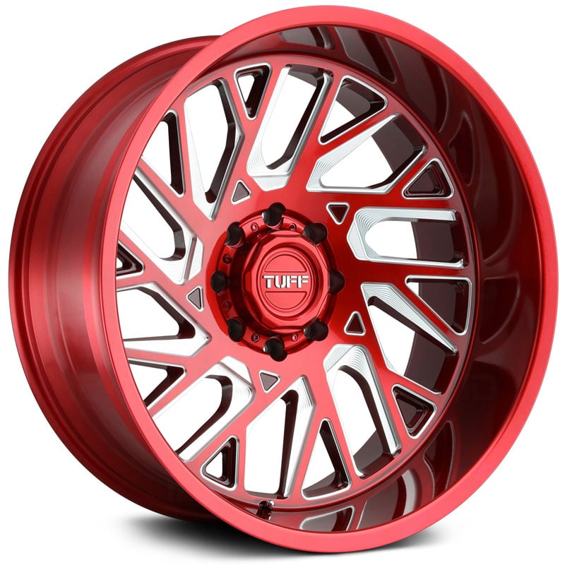 20x12 Tuff T4B Machined Candy Red w/ Milled Spokes REV