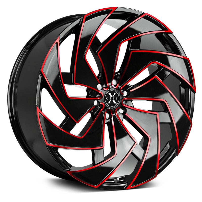Xcess X04  Wheels Gloss Black Candy Red Milled 