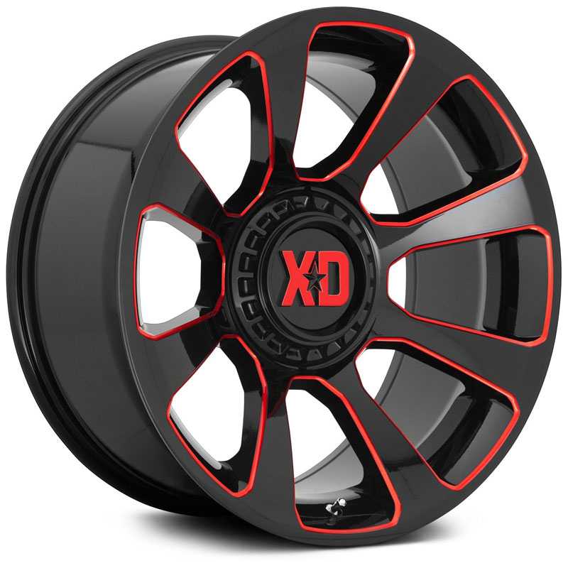 XD Series XD854 Reactor  Wheels Gloss Black Milled w/ Red Tint