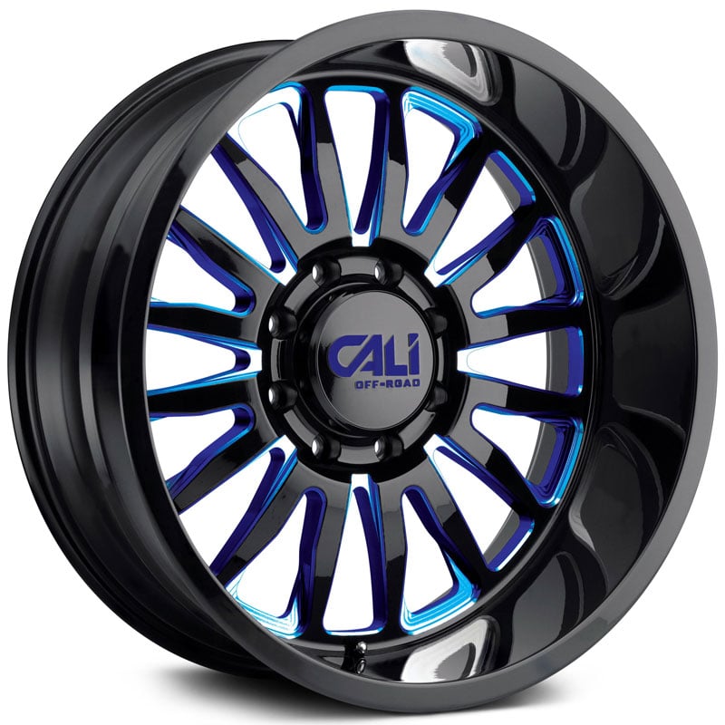 Cali Off-Road Summit 9110  Wheels Gloss Black w/ Blue Milled Spokes