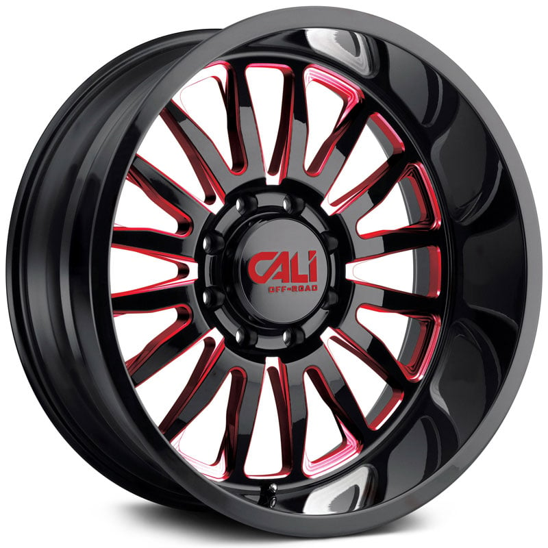 Cali Off-Road Summit 9110  Wheels Gloss Black w/ Red Milled Spokes